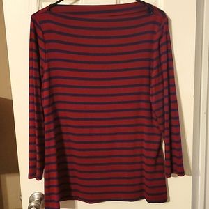Maroon and blue stripped long sleeve top Large